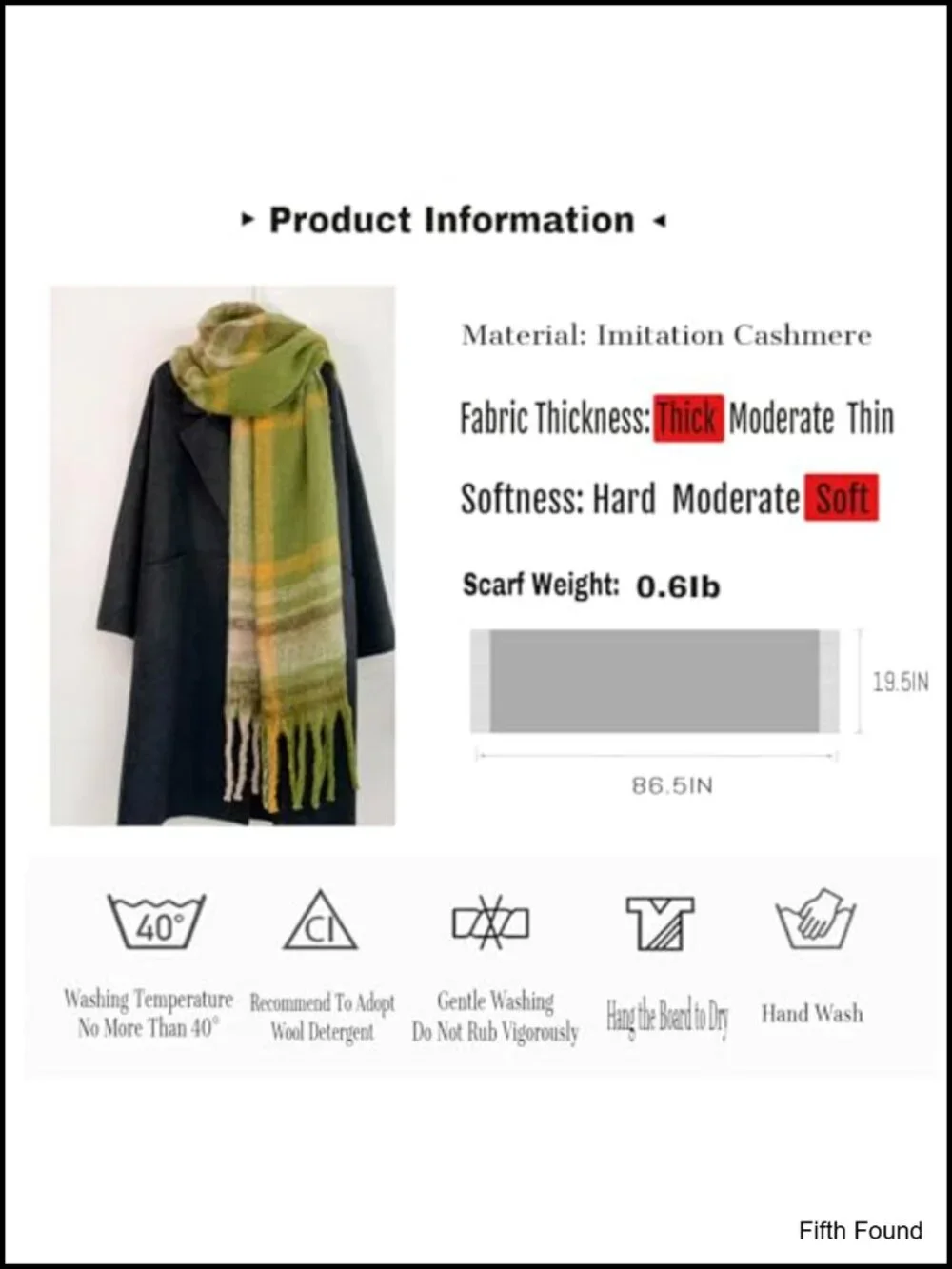 Cashmere Imitation Tassel Scarf Oversized Blanket Shawl Warm Winter Wrap